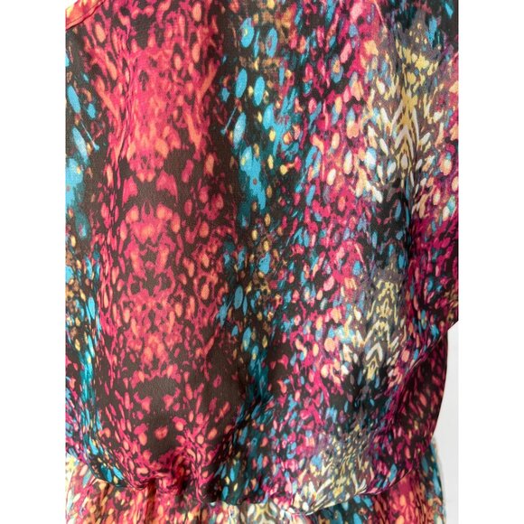 ANA Womens Blouse Off on Shoulder Pink Feather Yellow Size PL Petite Large - Picture 5 of 10